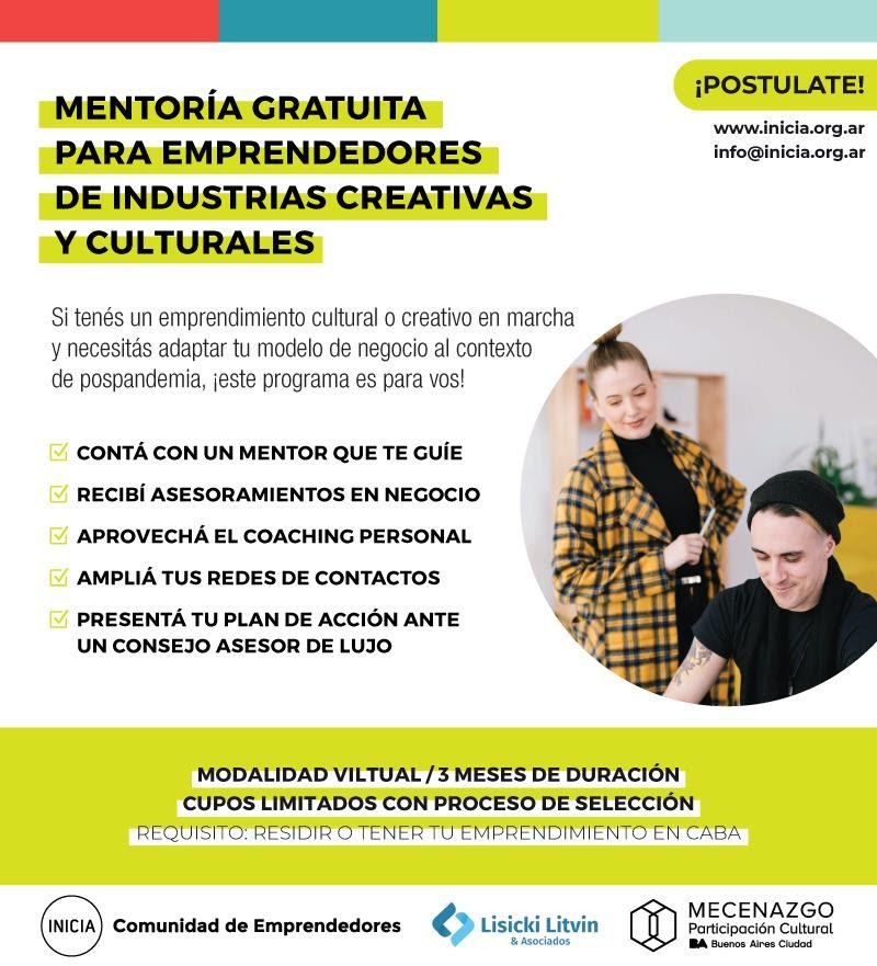 Mentoría para emprendimientos creativos y culturales