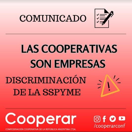 Cooperativas denuncian «discriminación» en el registro «MiPyMEs»