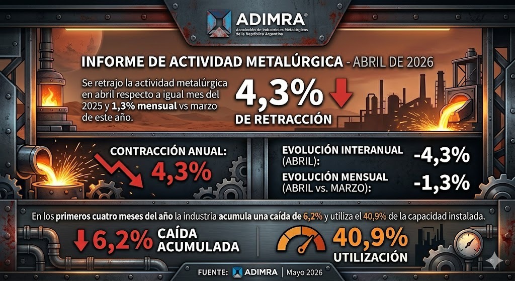 4,3%  Se retrajo la actividad metalúrgica