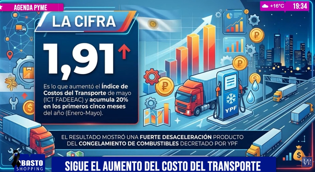1,91%  Aumentó el Indice de Costos del Transporte de mayo, según FADEEAC